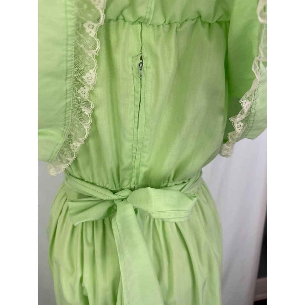 Vintage Maxi Dress Green Cottagecore Lace Off Shoulder Ruffle Sundress. 38 bust - Picture 7 of 8